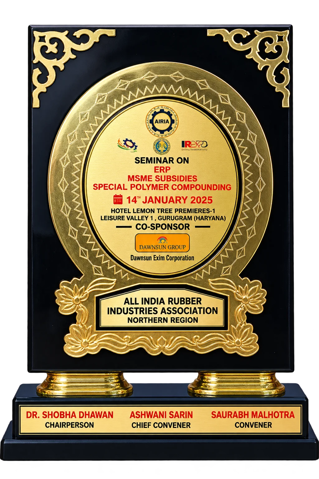 Ornate Golden Seminar Award Plaque